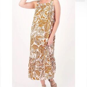 UGG Koolaburra Pink and Brown Leaf Print Sun Dress size medium